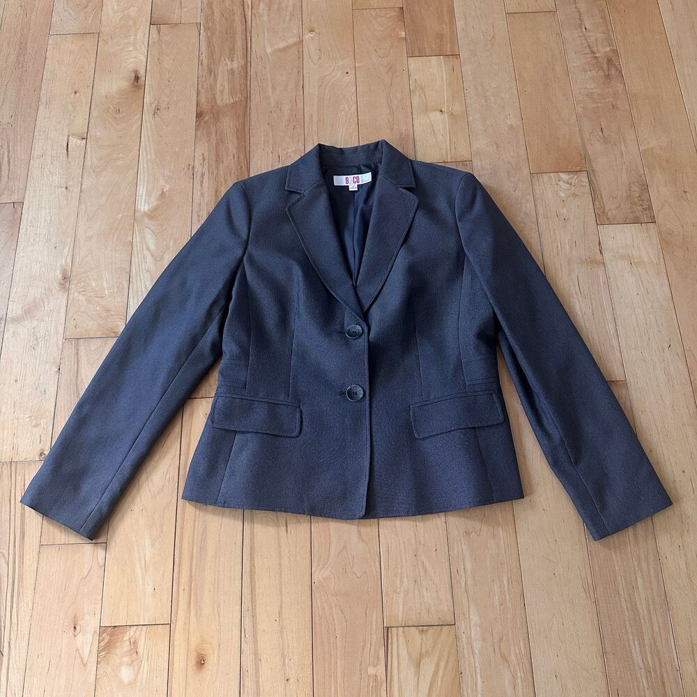9 & Co Gray Women's Jacket Blazer Long Sleeves Lined Size 12 Suit Seperates